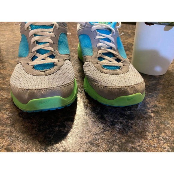 Womens Nike Running Shoes Lunarfly 2 Gray Turquoise Yellow - Picture 2 of 8